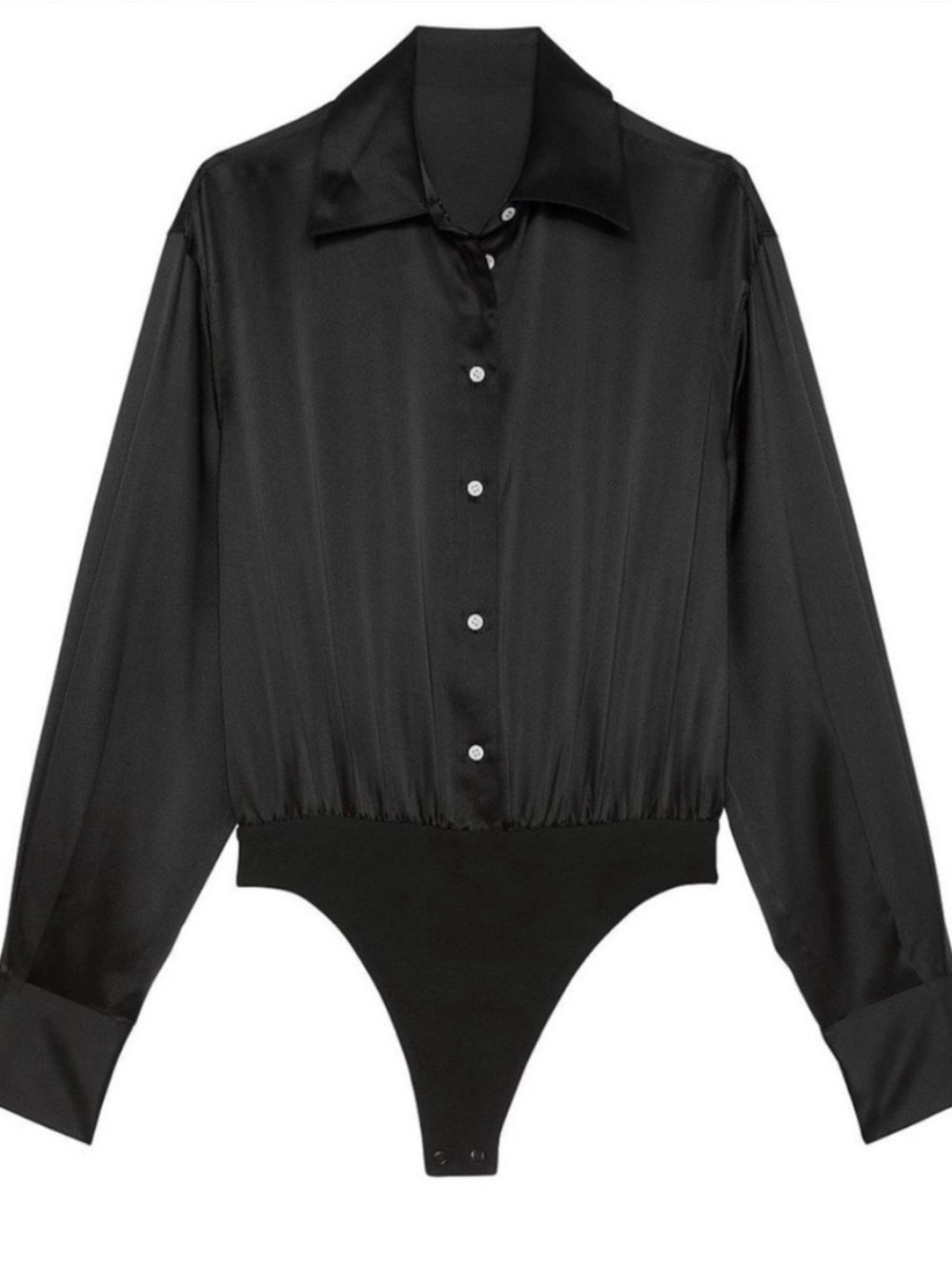 Victoria's Secret Altuzarra Black Satin Button-Front Bodysuit Shirt Size Medium